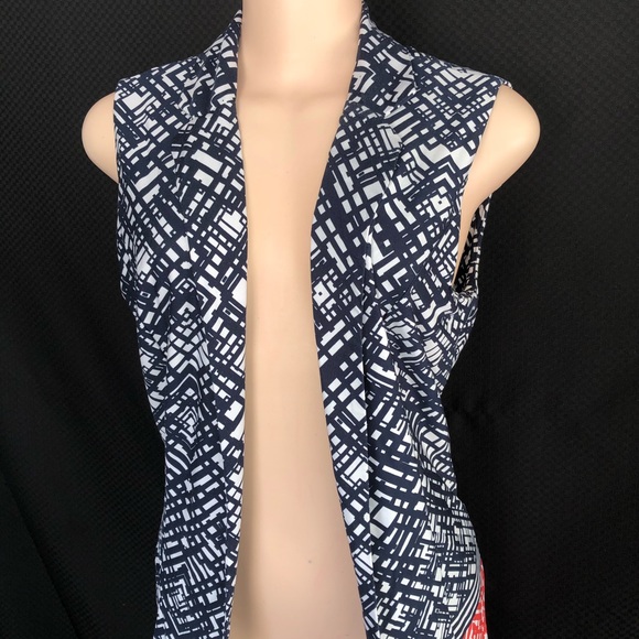 Robert Louis Medium Cardigan vest art navy red whi - Picture 6 of 7